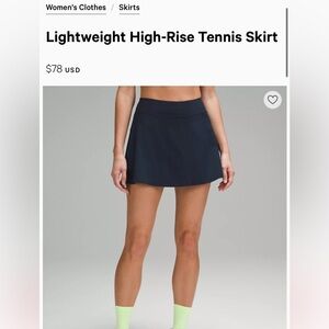 Lululemon Lightweight High-Rise Tennis Skirt